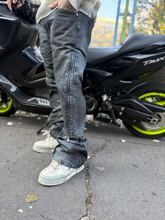 Denim sfumato diamond con zip