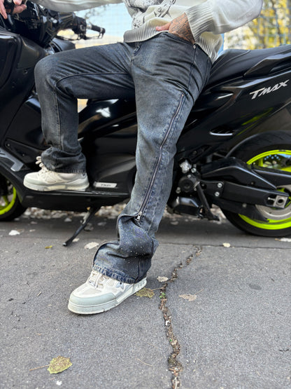 Denim sfumato diamond con zip