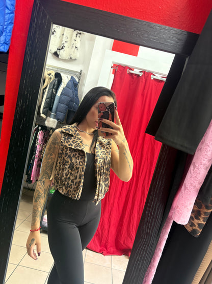 Smanicato Leopard con frange