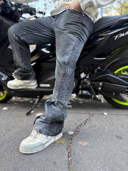 Denim sfumato diamond con zip